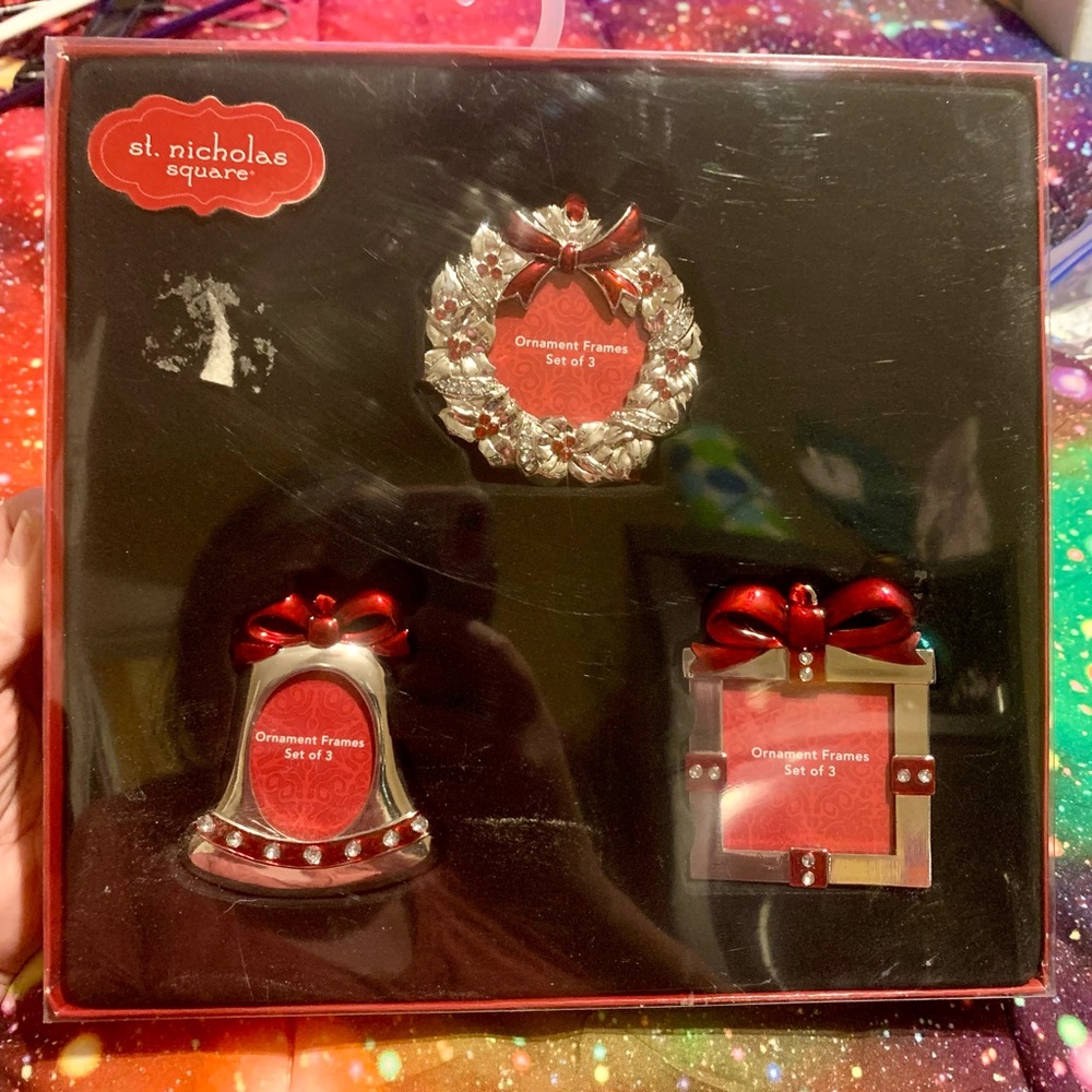 St. Nicholas Square Red and Silver Ornament Frames